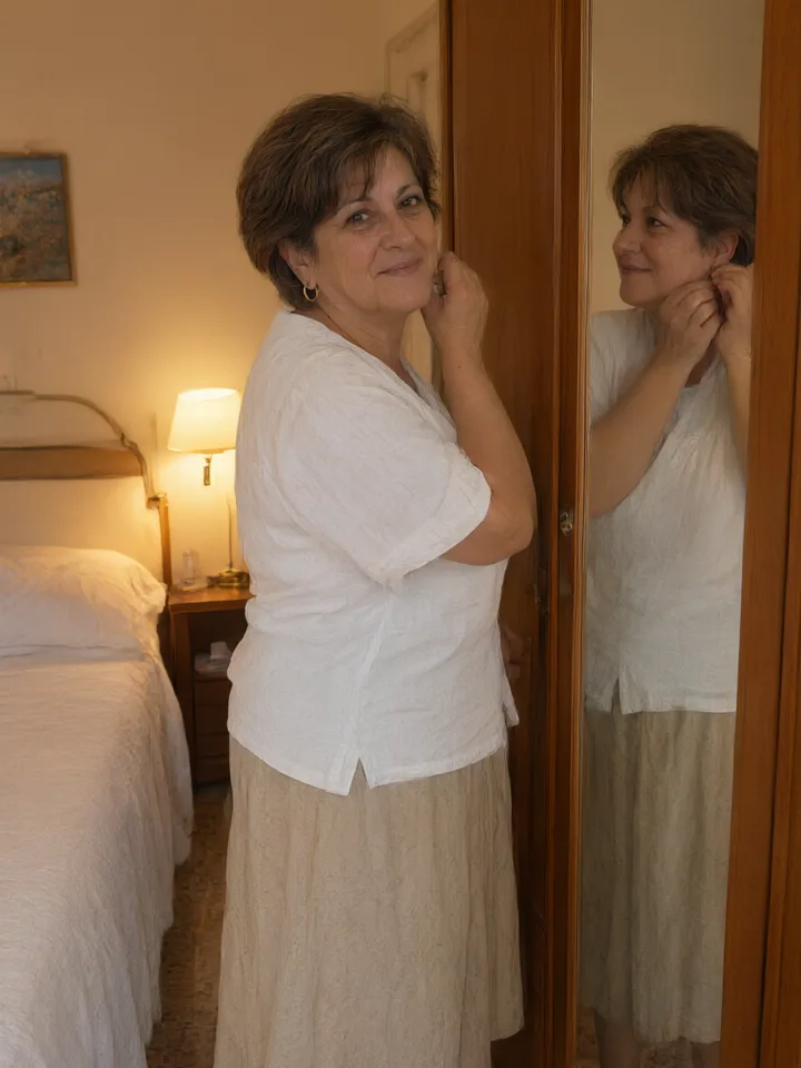 Le 19:30 col metodo: davanti allo specchio, in gonna, pronta a uscire